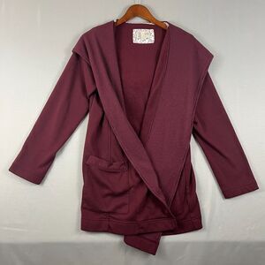 Anthropologie Saturday Sunday Women's Hooded Cardigan Size M Pockets Maroon